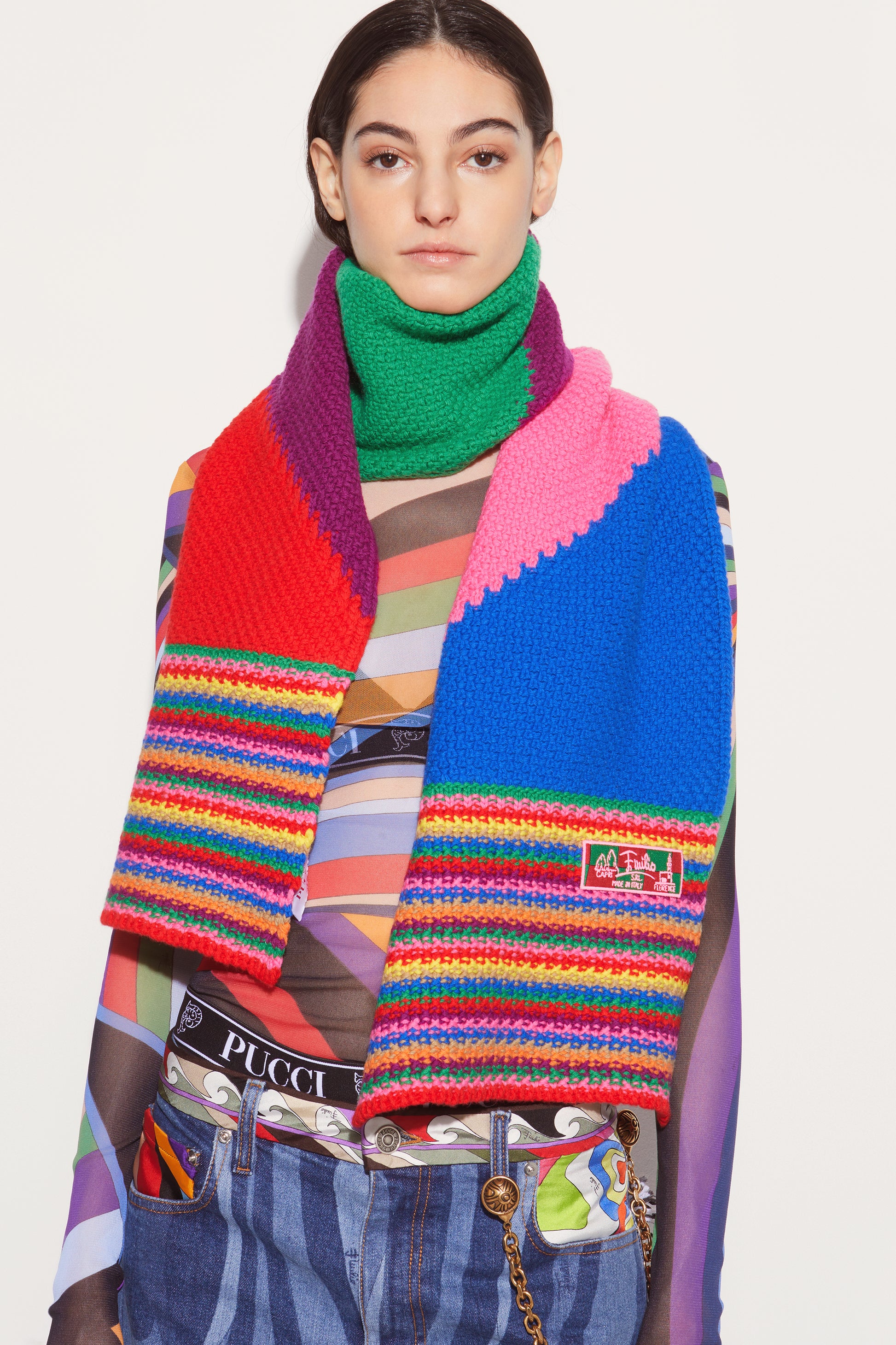 Colourblock Wool Scarf View 2 - Pucci