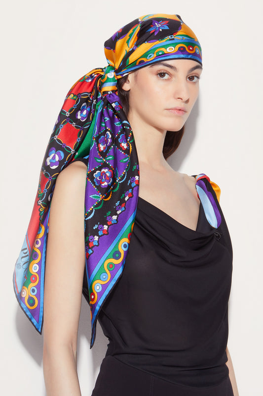 Festa-Print Silk-Twill Scarf View 2 - Pucci