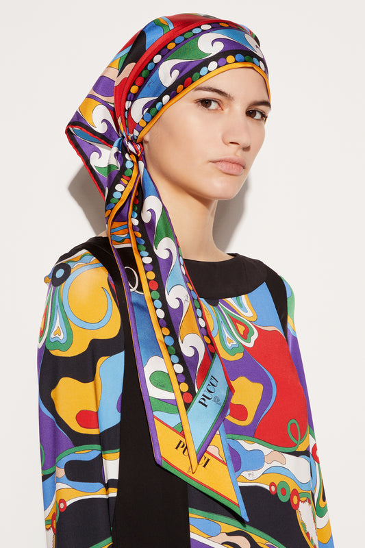Orchidee-Print Silk-Twill Scarf View 2 - Pucci