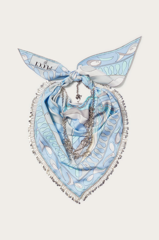 Leocorno And Pesci-Print Chain-Embellished Scarf View 1 - Pucci