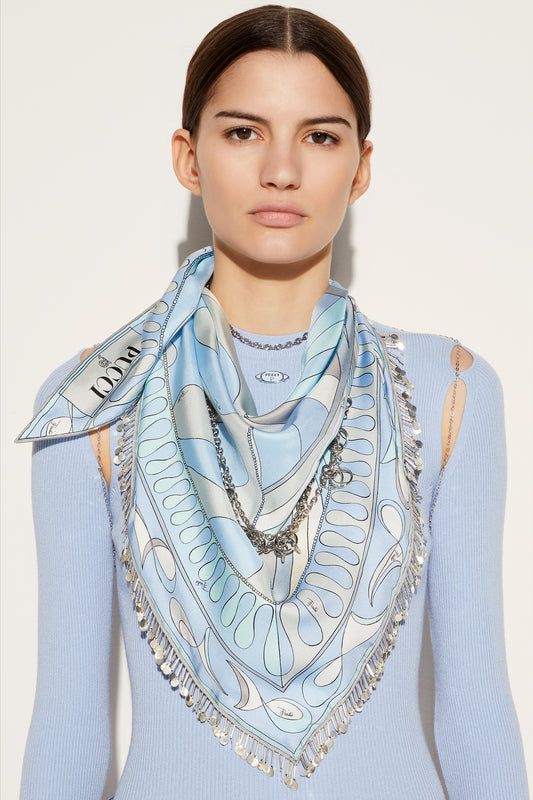 Leocorno And Pesci-Print Chain-Embellished Scarf View 2 - Pucci