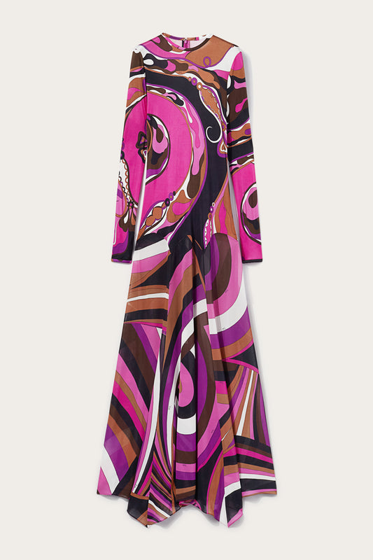 Orchidee and Iride-Print Long Dress View 1 - Pucci
