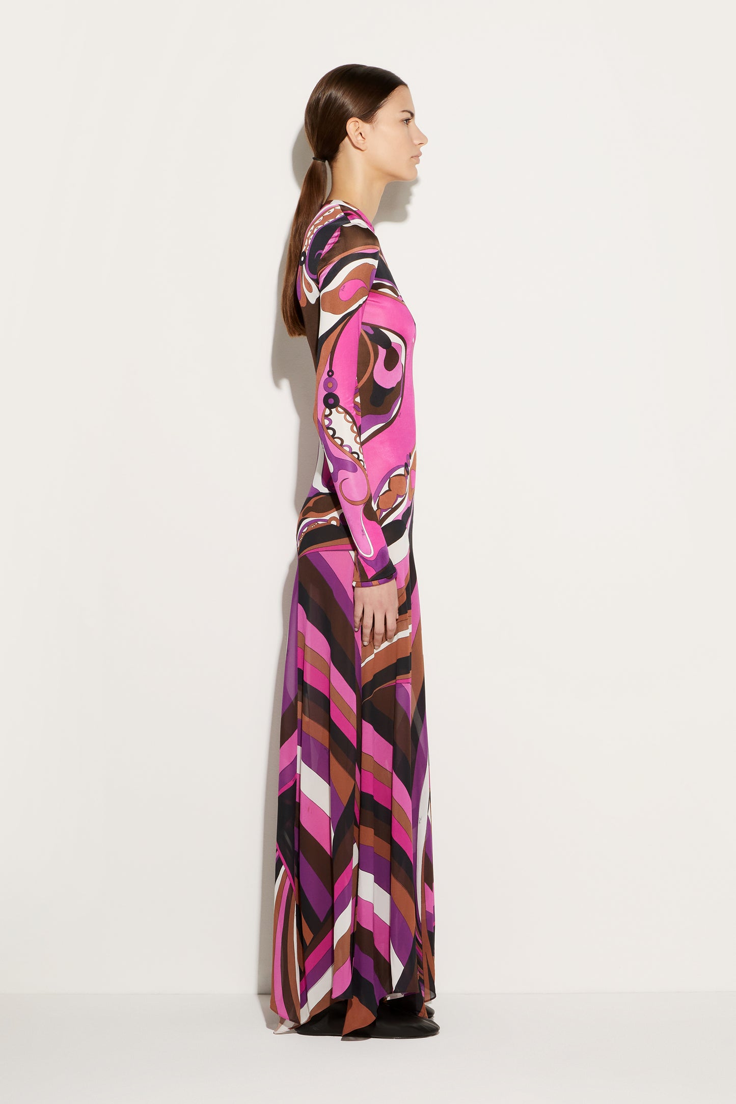 Orchidee and Iride-Print Long Dress View 3 - Pucci