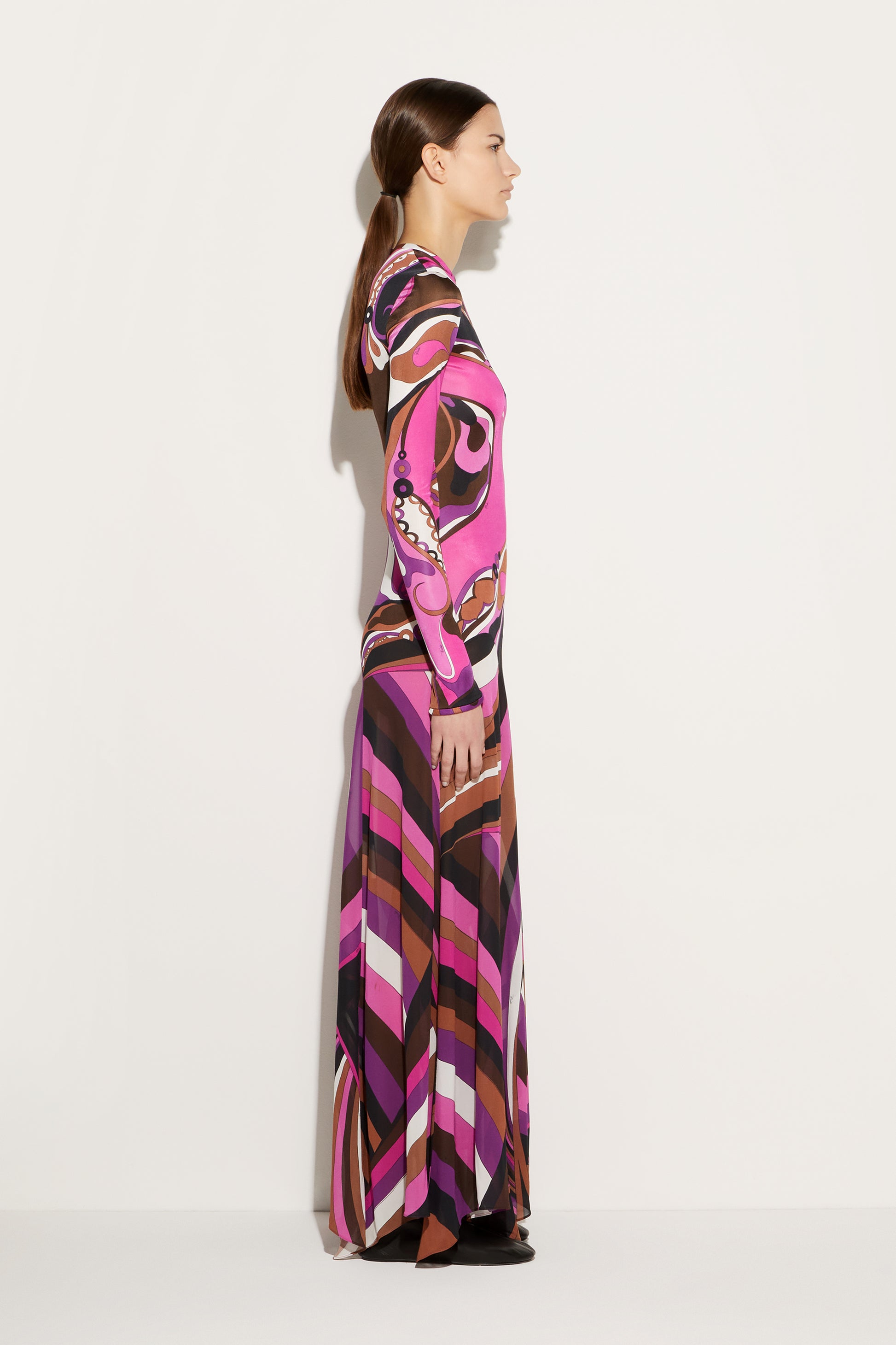 Orchidee and Iride-Print Long Dress View 3 - Pucci