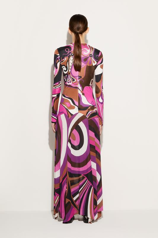 Orchidee and Iride-Print Long Dress View 4 - Pucci