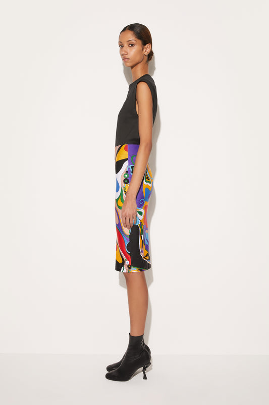 Orchidee-Print Pencil Skirt View 3 - Pucci