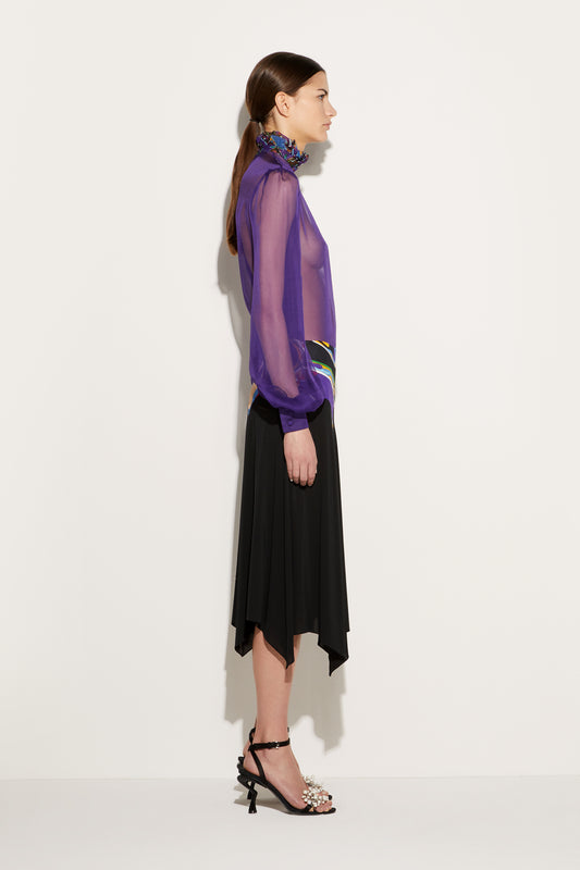 Black Skirt with Orchidee-Print Detail View 3 - Pucci