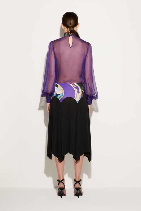Black Skirt with Orchidee-Print Detail View 4 - Pucci
