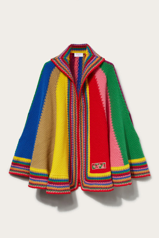 Colourblock Wool Cape View 1 - Pucci