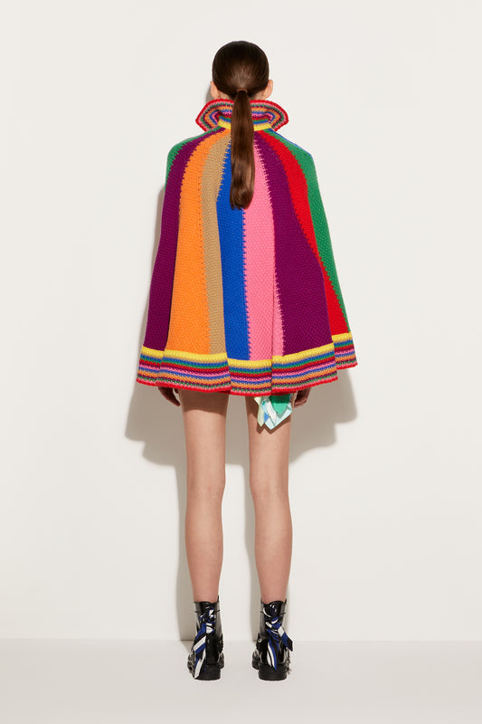 Colourblock Wool Cape View 4 - Pucci