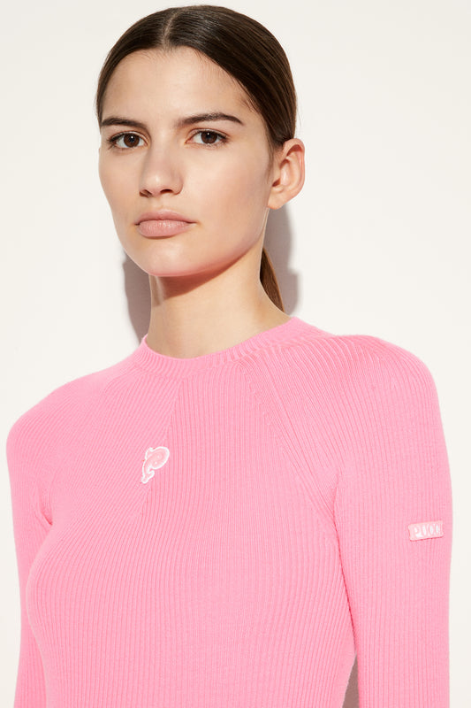 Maglione a costine con applicazione logo