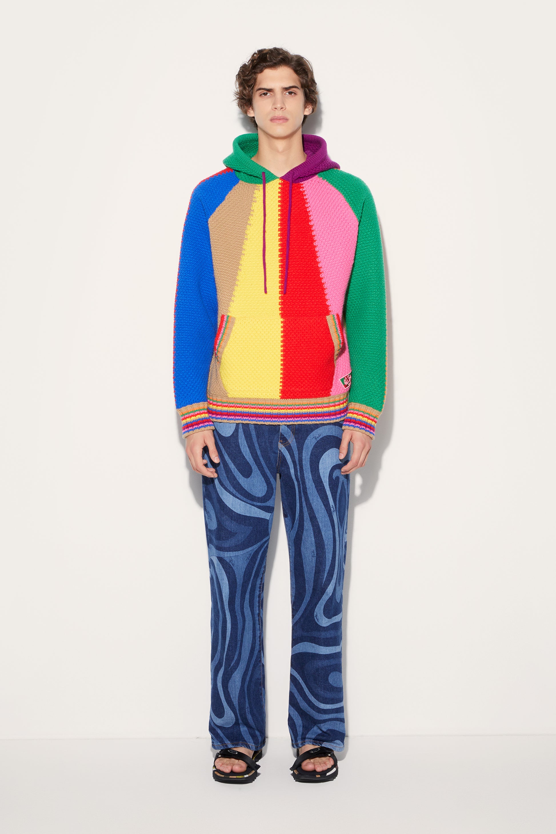 Colourblock Wool Hoodie View 2 - Pucci