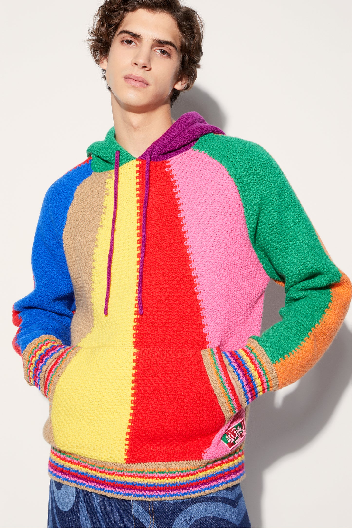 Colourblock Wool Hoodie View 5 - Pucci