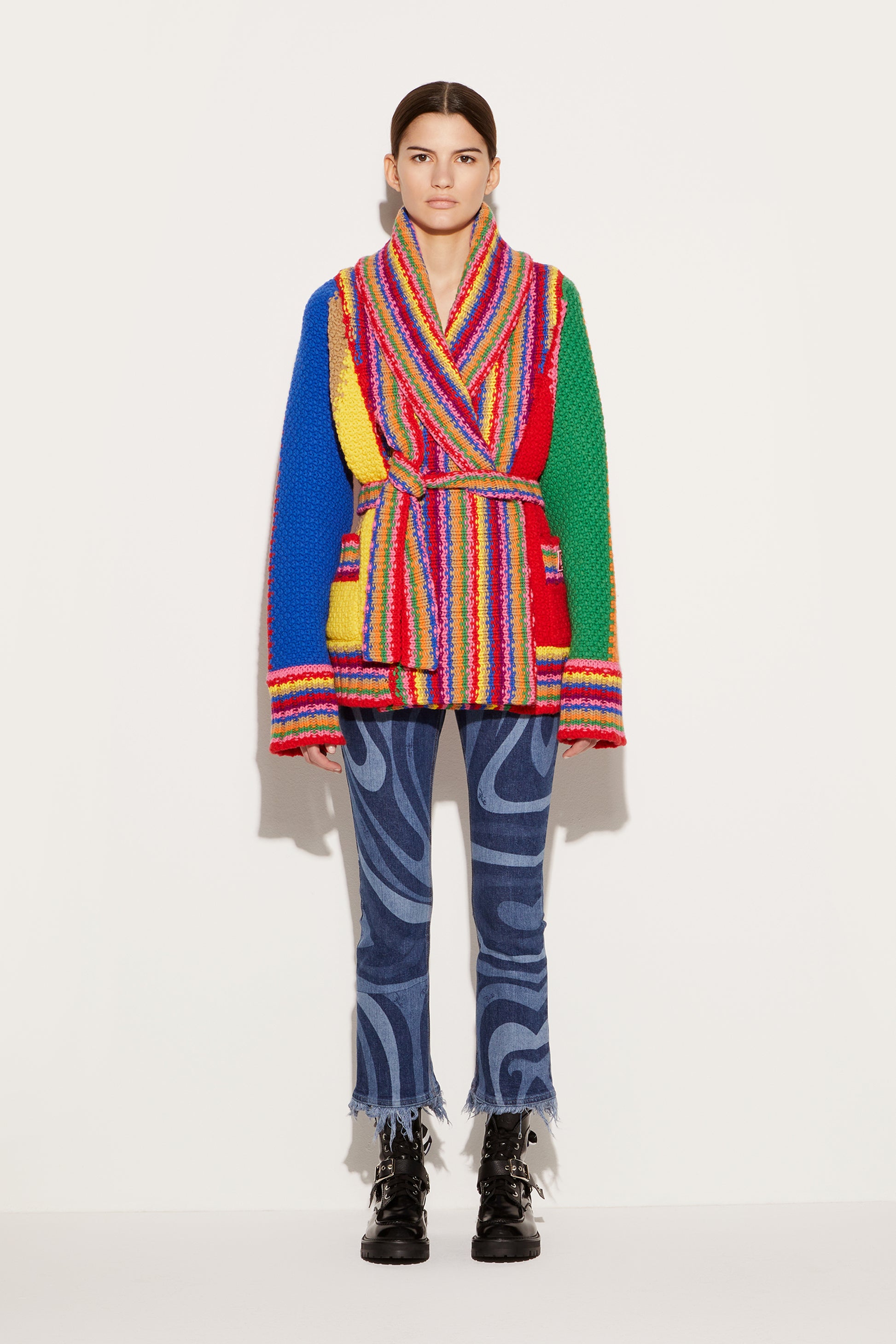 Colourblock Wool Cardigan View 2 - Pucci