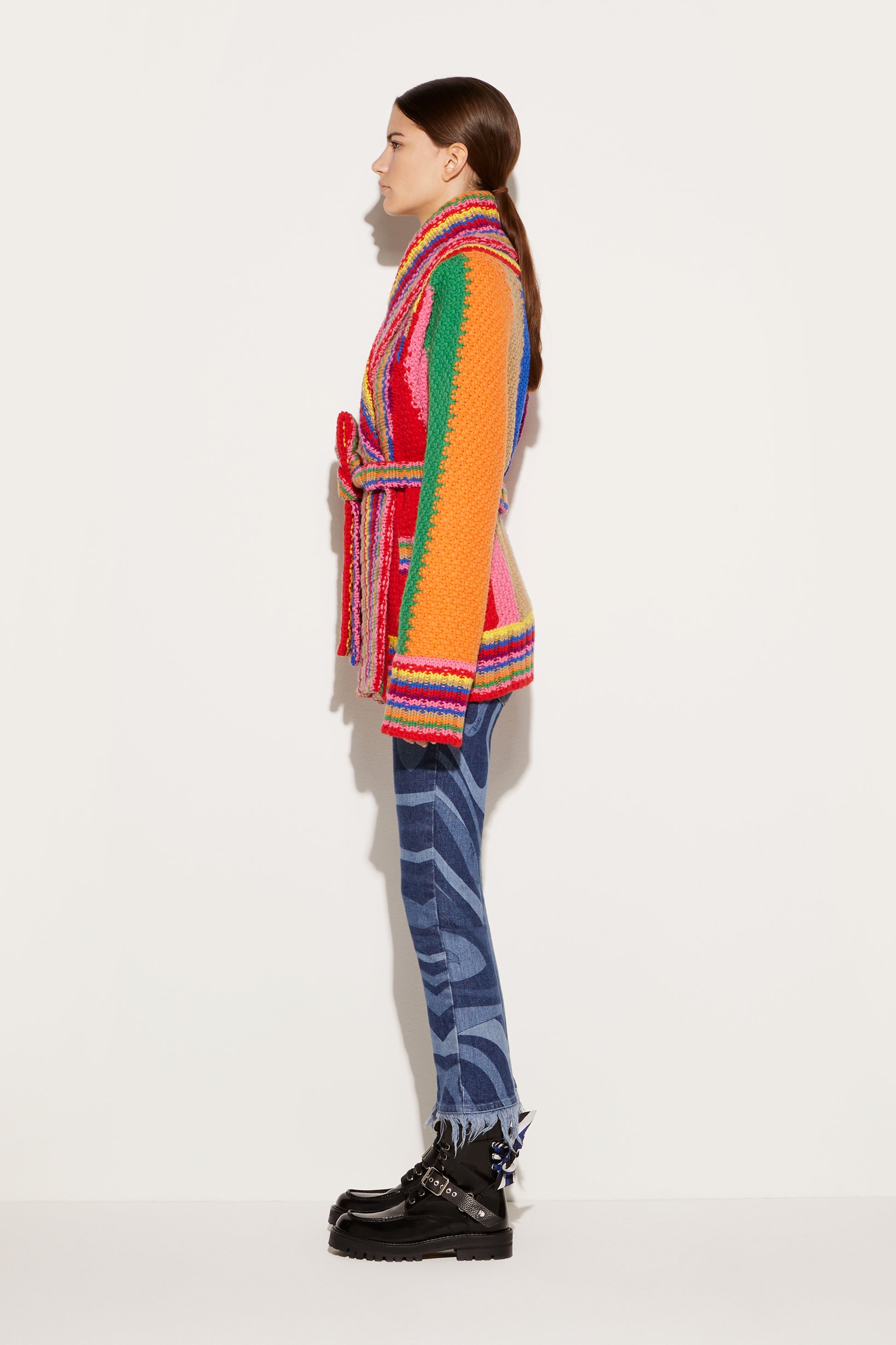 Colourblock Wool Cardigan View 3 - Pucci