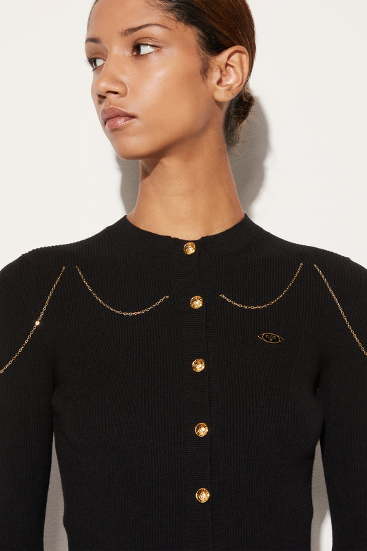 Chain-Embellished Cardigan View 5 - Pucci