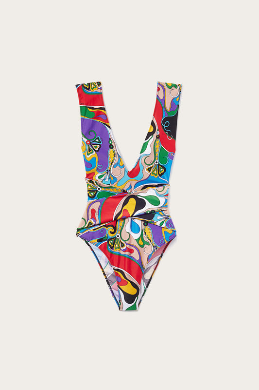 Orchidee-Print Swimsuit View 1 - Pucci