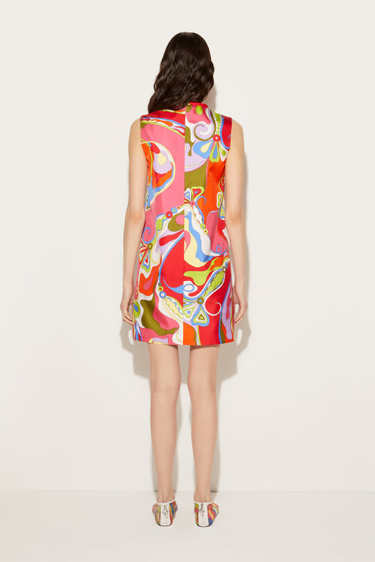 Orchidee-Print Silk-Twill Dress View 4 - Pucci