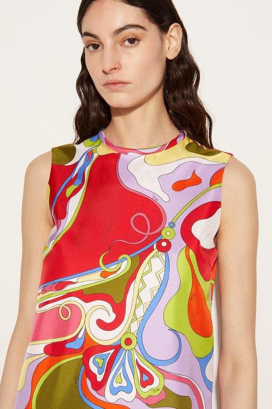Orchidee-Print Silk-Twill Dress View 5 - Pucci