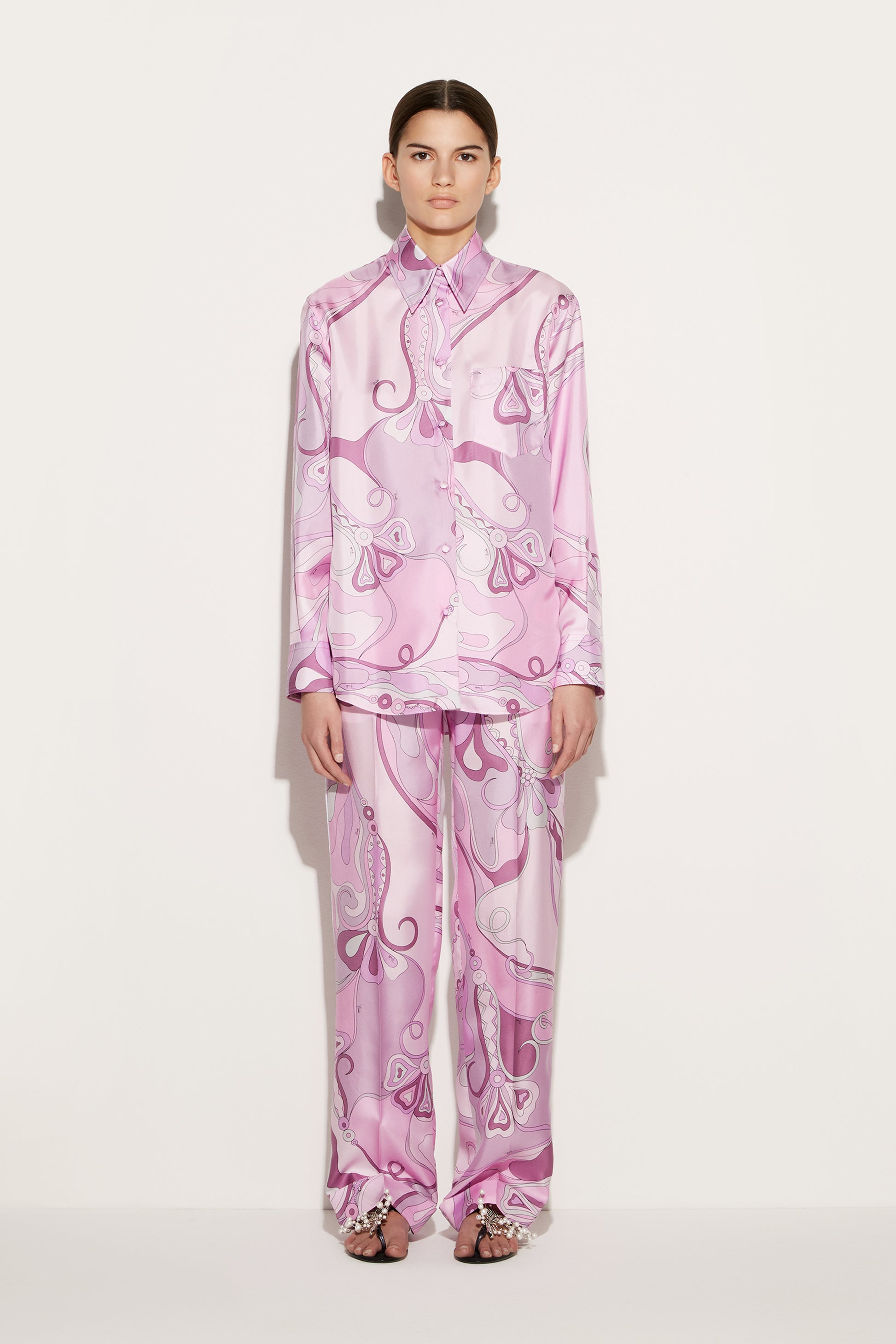 Orchidee-Print Silk-Twill Shirt View 2 - Pucci