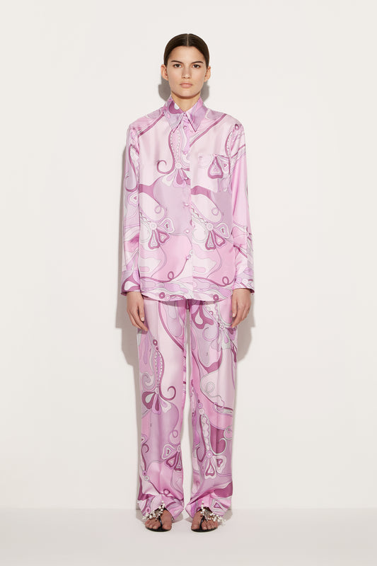 Orchidee-Print Silk-Twill Shirt View 2 - Pucci