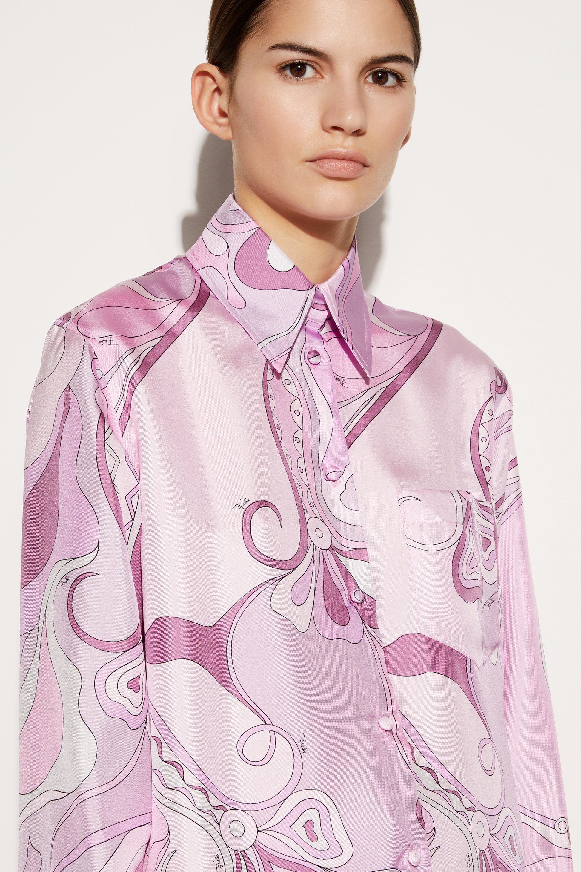 Orchidee-Print Silk-Twill Shirt View 5 - Pucci