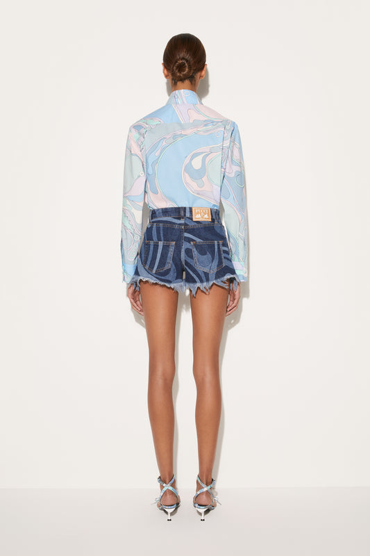 Orchidee-Print Cotton Shirt View 4 - Pucci