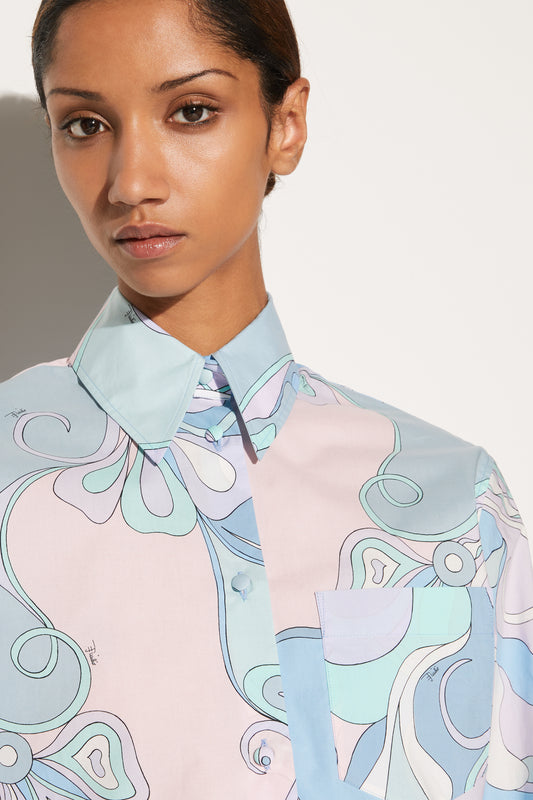 Orchidee-Print Cotton Shirt View 5 - Pucci