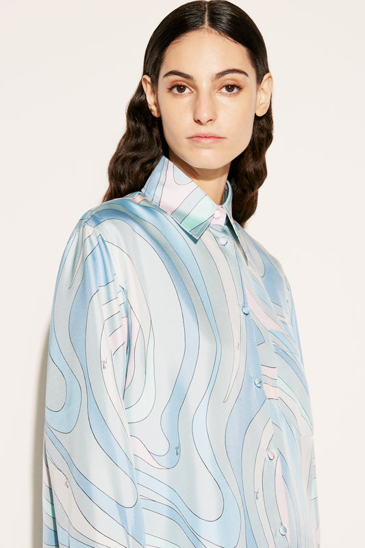 Marmo-Print Silk-Twill Shirt View 5 - Pucci