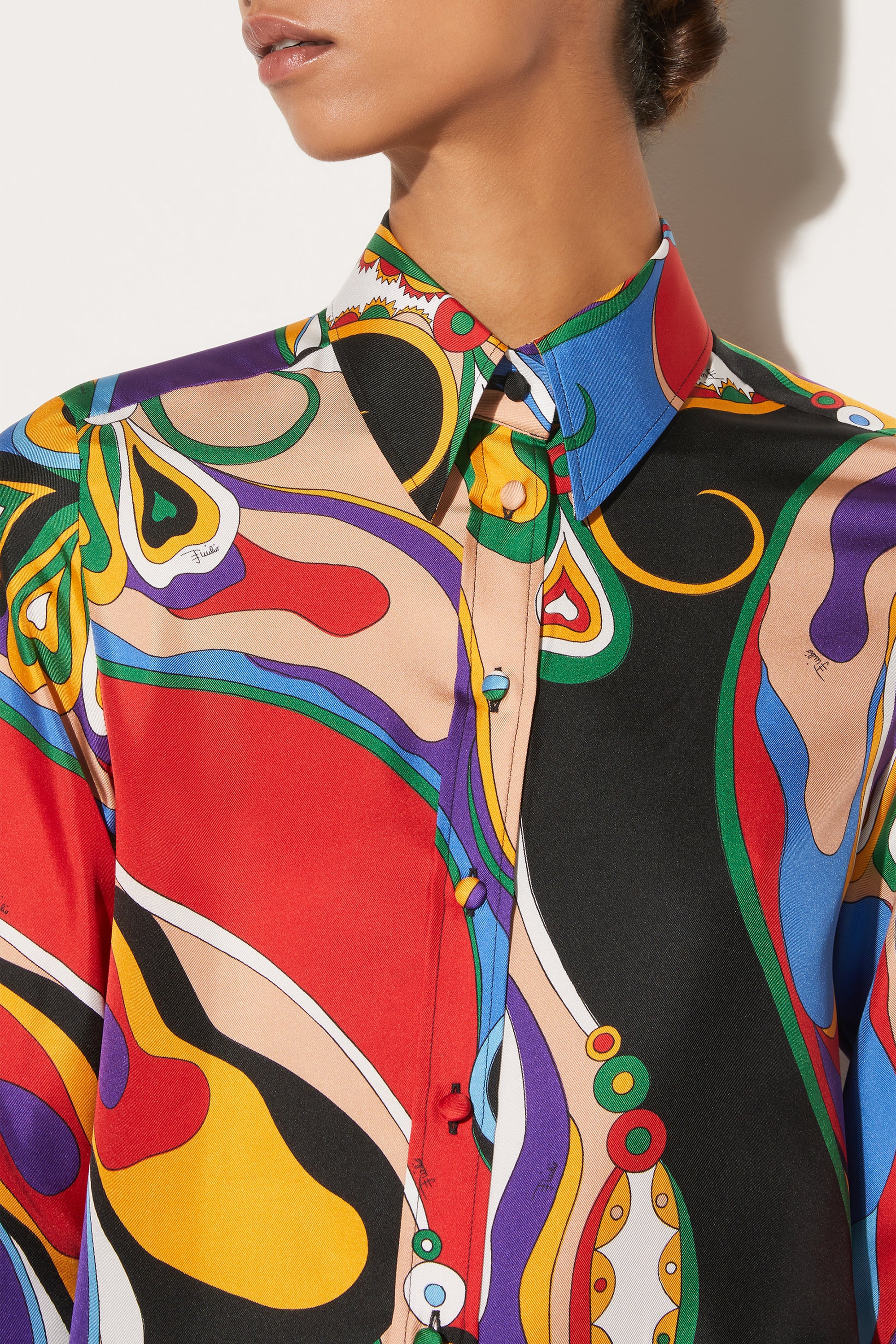 Orchidee-Print Silk-Twill Shirt View 5 - Pucci