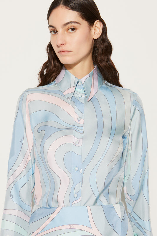 Marmo-Print Silk-Twill Shirt View 5 - Pucci