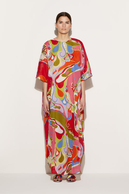 Orchidee-Print Cotton Kaftan View 2 - Pucci