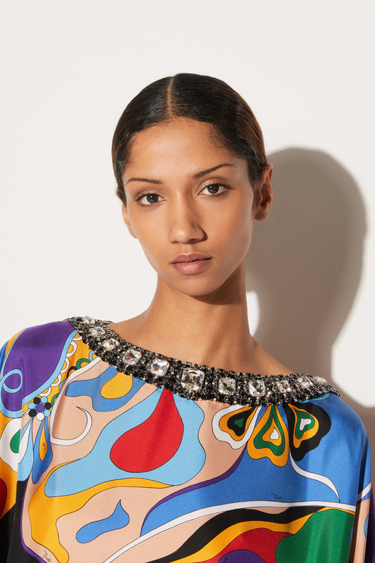 Orchidee-Print Silk-Twill Kaftan View 5 - Pucci