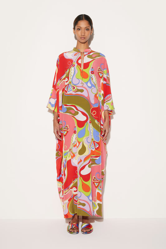 Orchidee-Print Silk Kaftan View 2 - Pucci