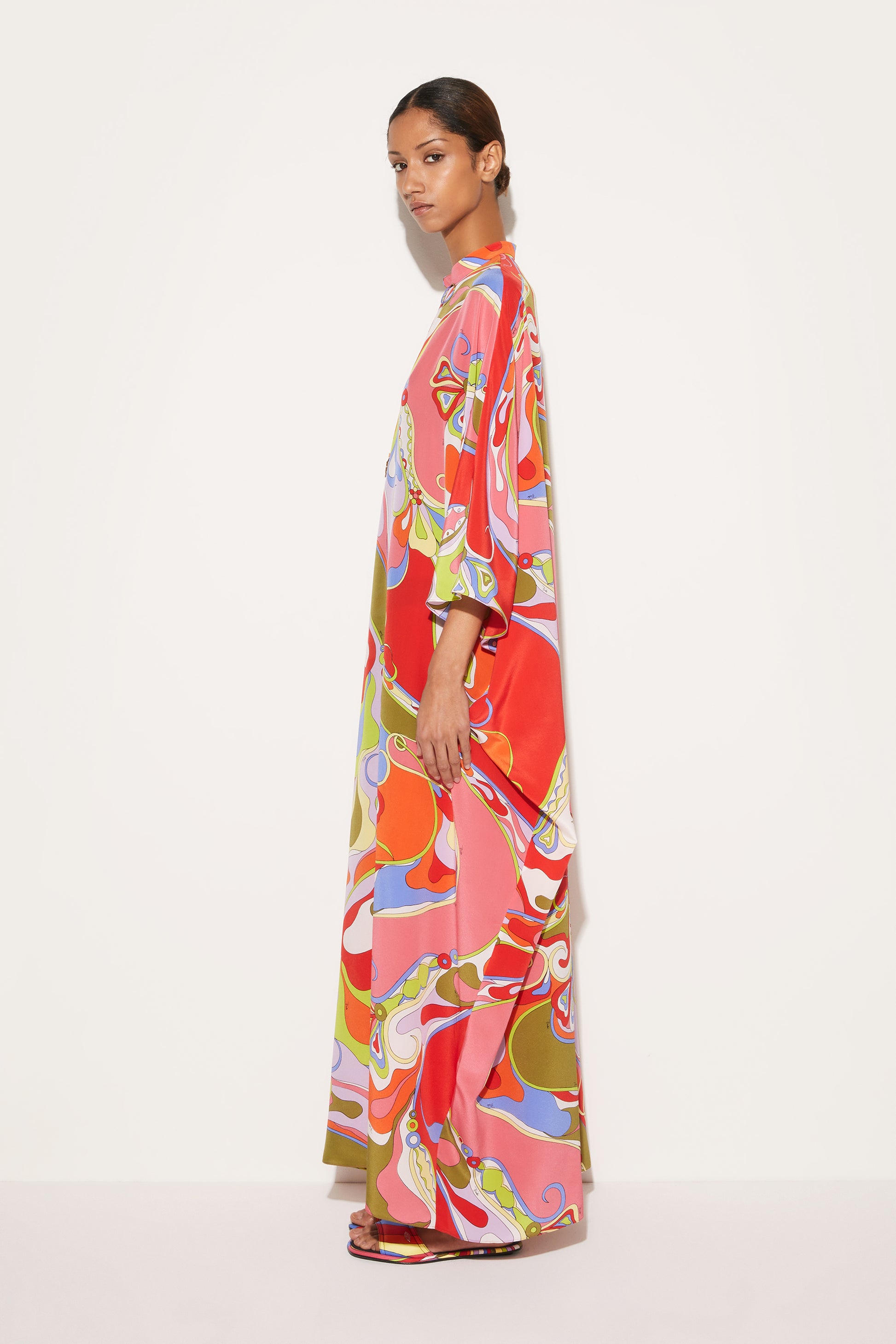 Orchidee-Print Silk Kaftan View 3 - Pucci