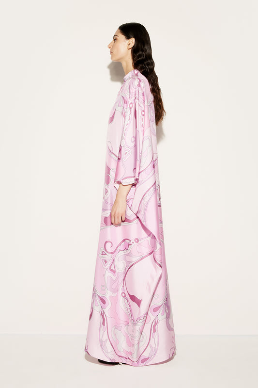 Orchidee-Print Silk-Twill Kaftan View 3 - Pucci
