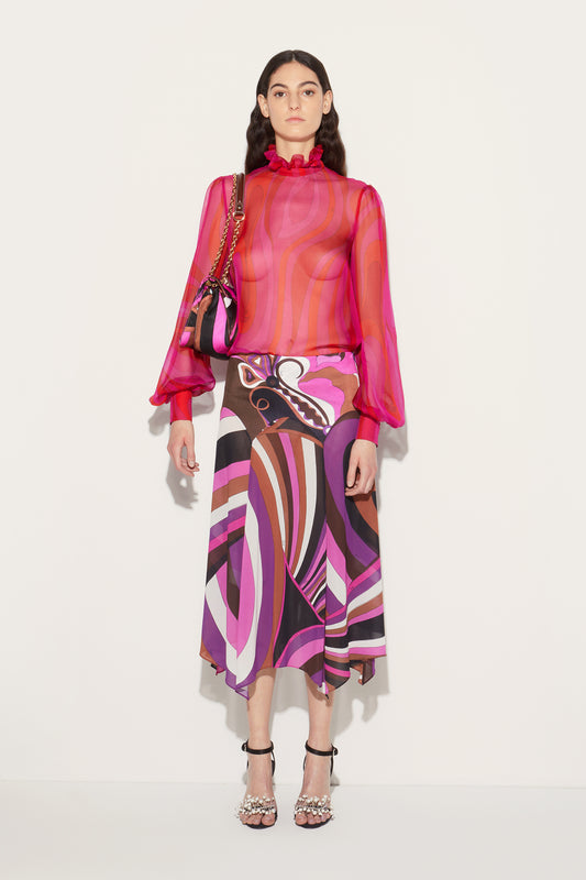 Marmo-Print Silk Top View 3 - Pucci