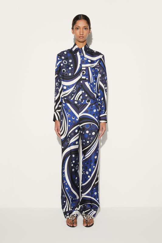 Fontane-Print Silk-Twill Trousers View 2 - Pucci