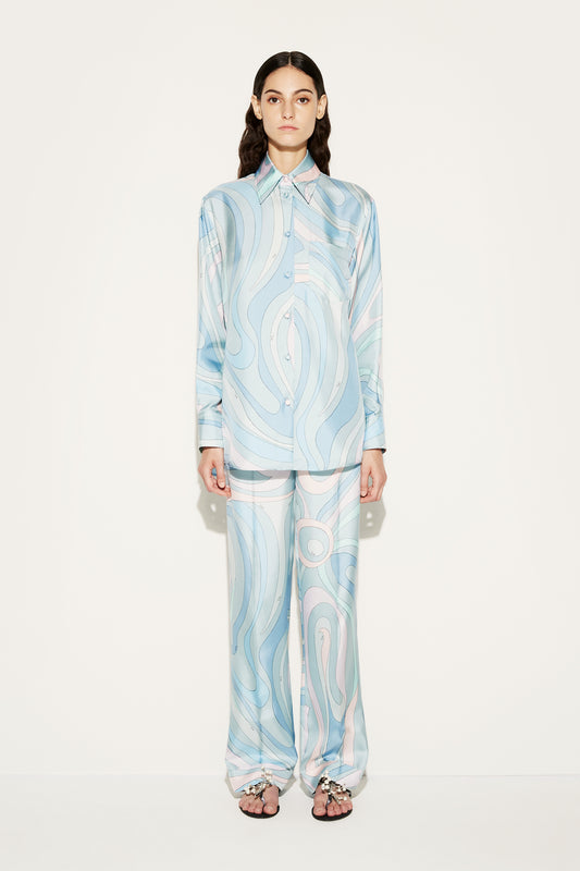 Marmo-Print Silk-Twill Trousers View 2 - Pucci