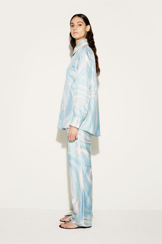 Marmo-Print Silk-Twill Trousers View 3 - Pucci