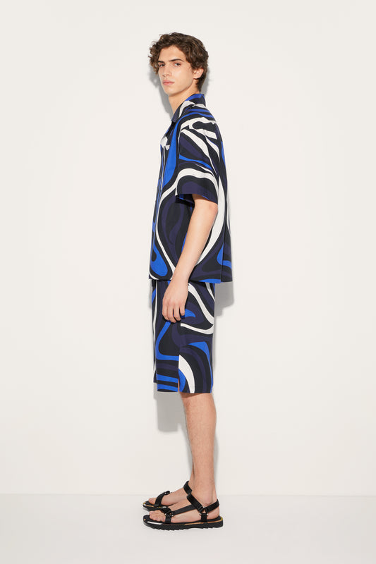 Marmo-Print Cotton Shorts View 3 - Pucci