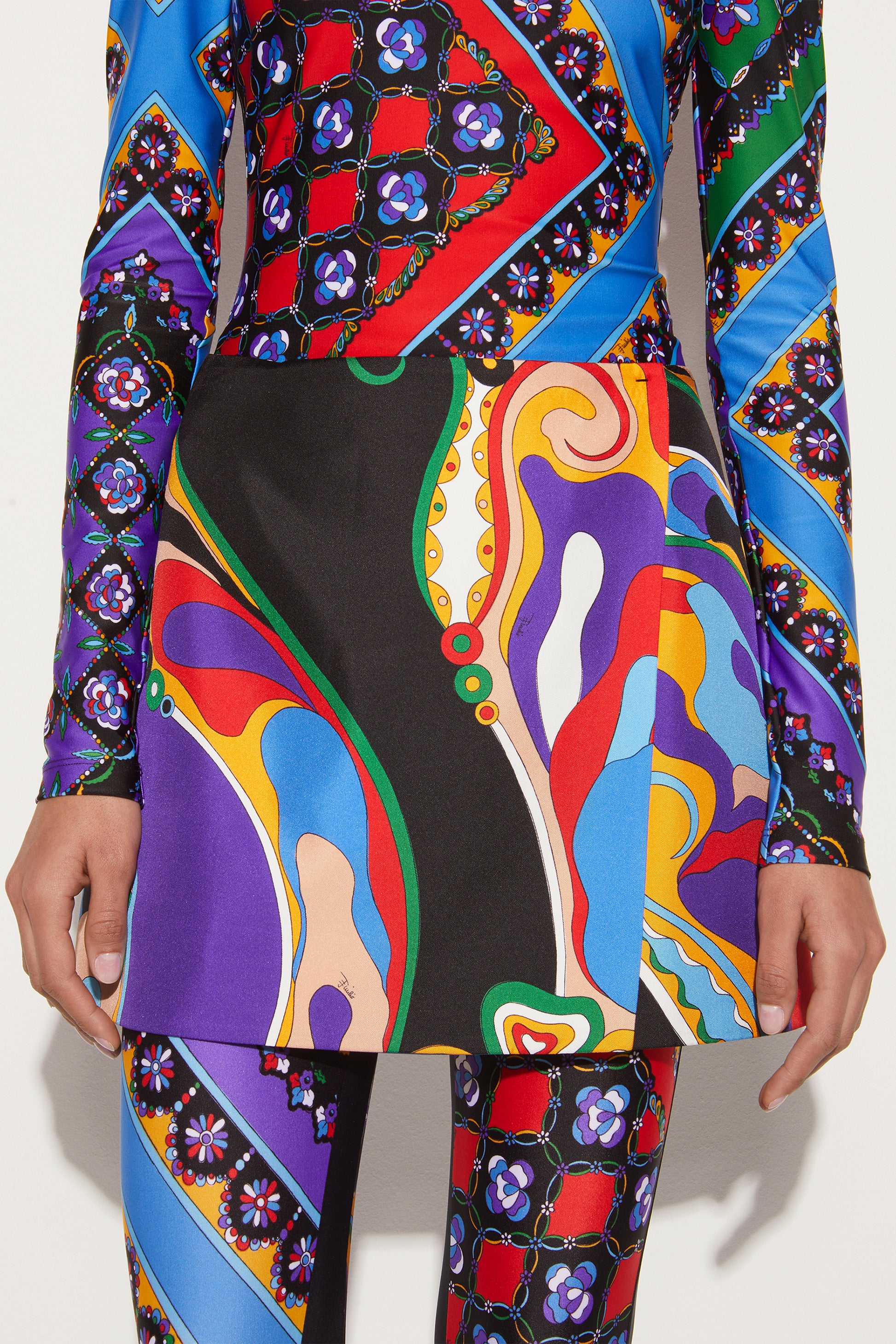 Orchidee-Print Silk-Twill Skirt View 5 - Pucci