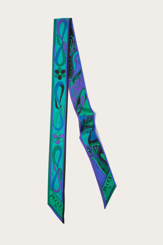 Foulard in Seta in Stampa Orchidee E Fiocchetti