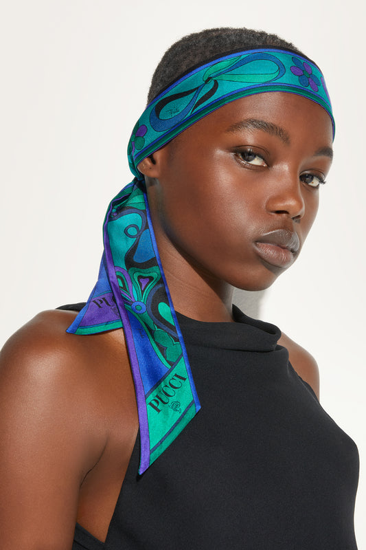 Foulard in Seta in Stampa Orchidee E Fiocchetti