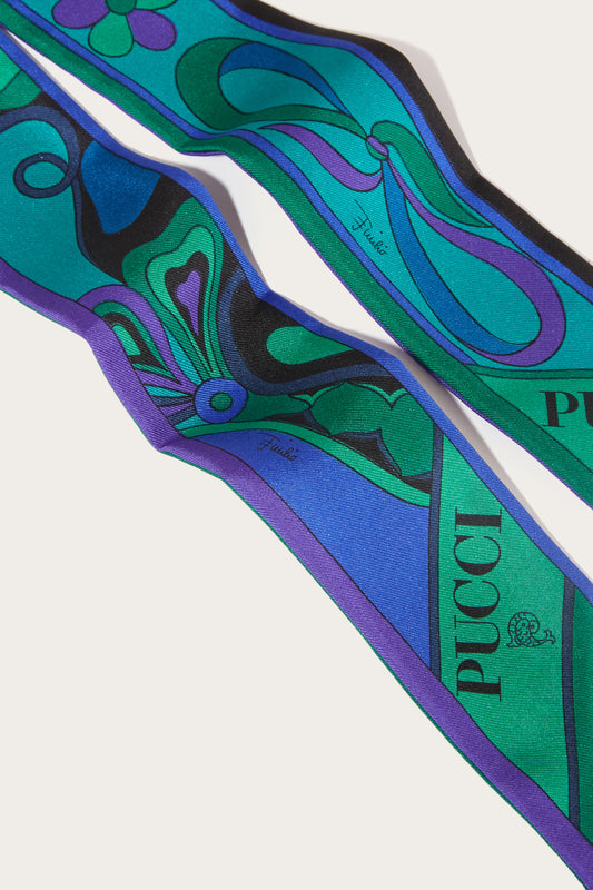 Foulard in Seta in Stampa Orchidee E Fiocchetti