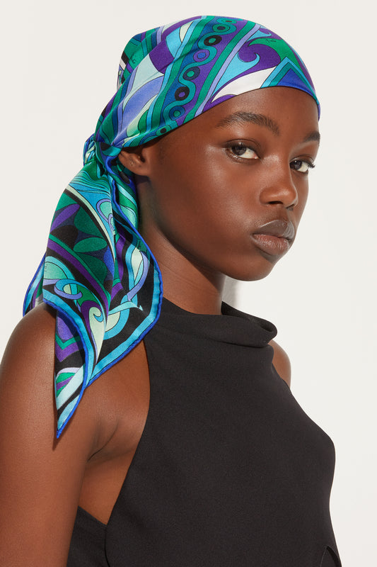 Foulard in Seta con Mix Di Stampe