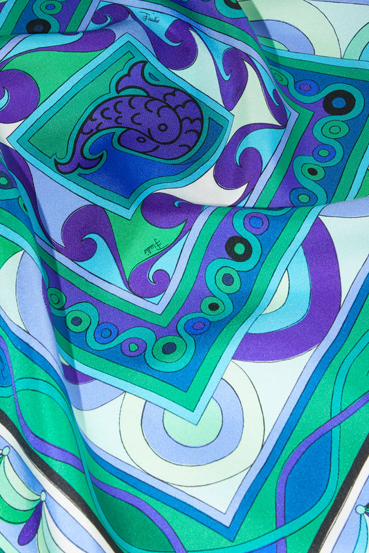 Foulard in Seta con Mix Di Stampe