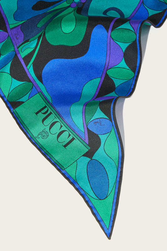 Foulard a Triangolo in Seta in Stampa Marmo E Orchidee