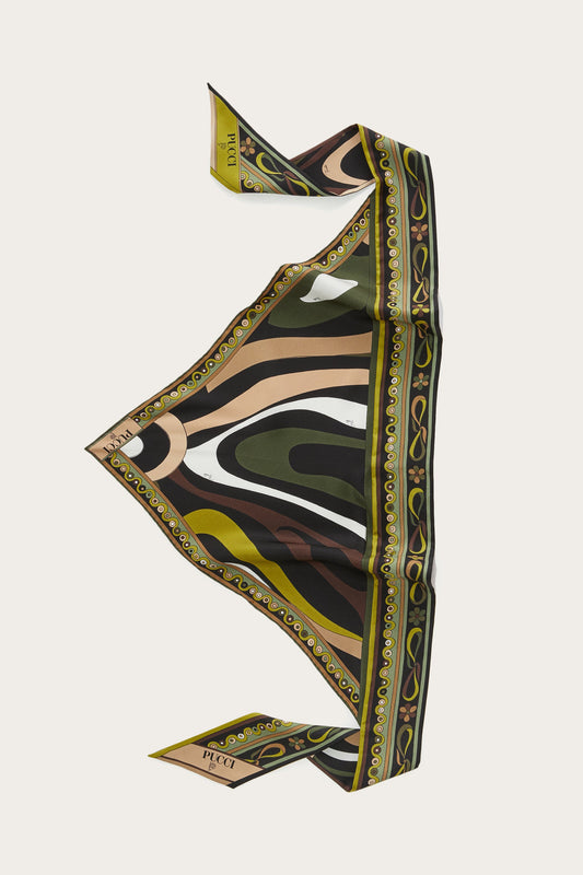 Foulard a Triangolo in Seta con in Stampa Marmo