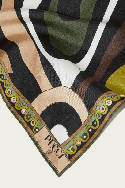 Foulard a Triangolo in Seta con in Stampa Marmo